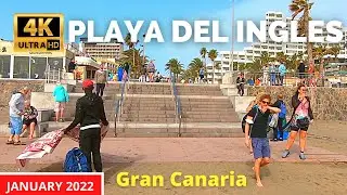 Gran Canaria Playa del Ingles Maspalomas January 20, 2022 🔴 Beach to Anexo 2 Shopping Centre