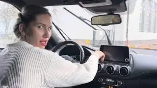 RED LIPS DRIVING VIDEO ASMR💄HIGH HEELS WITH SKIRT DRIVING🎀 ASMR VIDEO DRIVING BY ANA ON WHEELS