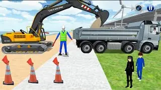 Excavator Loading Dump Truck | Road Construction Site Animation | Safety Work Scene