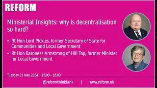 Ministerial Insights with Rt Hon Lord Pickles and Rt Hon Baroness Armstrong