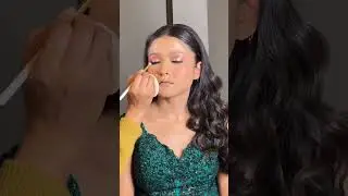 NUDE MAKEUP WITH GREEN DRESS 🥻#shortvideo #shorts #viralvideo #makeup #trending #youtubeshorts