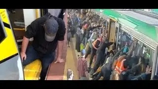 Commuters Rock Train Rescue Man Stuck Between Tracks Super Human Strenght On CCTV