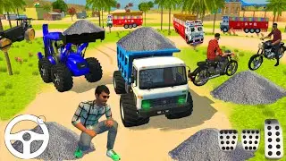 Drive Bullet 350 And ROAD ROLLER JCB Unloading Stone From Dumper Truck in Game 💥 Part 309 #jcbvideo 