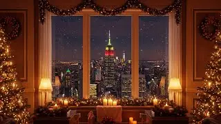 4K (With Music) NYC Empire State Building Christmas Window View | New York Christmas View