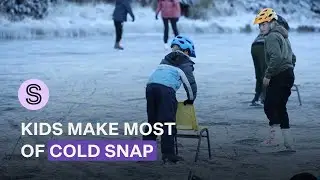Children whip out their skates as cold snap freezes over Nelson lake | Stuff.co.nz