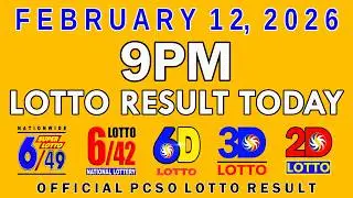 9pm Lotto Result Today PCSO February 12 2026