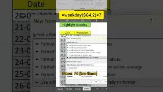 How to Highlight Sunday/ Weekend Dates in Excel 🤯🤯 | om namah shivay 🙏. Follow @excelwithvijeta #yt