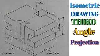 How to draw orthographic projection third angle projection by iti ed Hindi