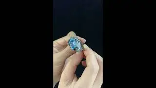 Valkyrie Ring | Blue Topa Stone winged Helmet Design | Nordic Mythical Warrior Goddess Style