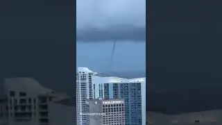 Waterspout sighting on Biscayne Bay viewed from  #Miami Downtown  #extremeweather