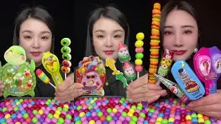 Asmr colorful candy toy snd lollipop eating natural for calm minds mukbang #mukbang #eating #candy