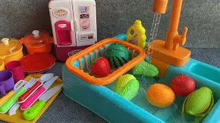 10 Minutes Satisfying Mini Kitchen Toy Washing | Colorful ASMR Sink Play 🍓🍒🥑