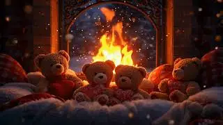 Teddy Bear Fireplace 🎹🔥  Soft Piano Solo & Cozy Ambience