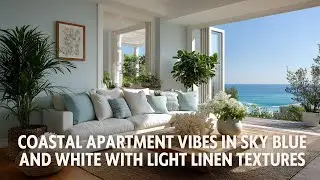 Coastal Apartment Vibes in Sky Blue and White with Light Linen Textures
