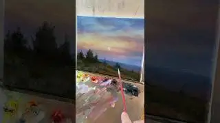 Peaceful Sunset Landscape Oil Painting Tutorial #oilpainting #stepbystepart #beginnerarttips