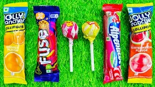 ASMR Most Popular Candys / some lots of colorful rainbow lollipop candy / unpacking chocolate eat 27