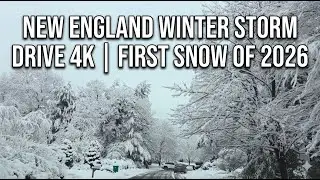 New England Winter Storm Drive 4K | First Snow of 2026
