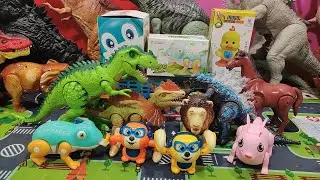 Wow!! unbox frog jump animals toy, lion monkey dinosaur godzilla rabbit #aza555