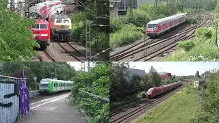 Bahnverkehr in Dortmund-West mit 218 460 + n-Wagen, Br 111, Br 644, Pesa Link II & III und S-Bahn