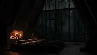 Wrapped in Silence as Rain Falls Gently Around a Hidden Forest Cabin at Night