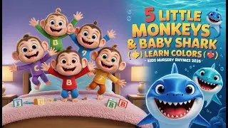 🐒 5 Little Monkeys & Baby Shark 🦈  Learn Colors 🌈  Kids Nursery Rhymes 2026
