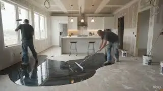 Watch This Kitchen Floor Transform Into Liquid Marble (Epoxy Timelapse)