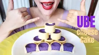 ASMR Ube cheese cake (purple yam) 하와이맛집 먹방, 우베치즈케익 mukbang Eating Sound (No Talking)