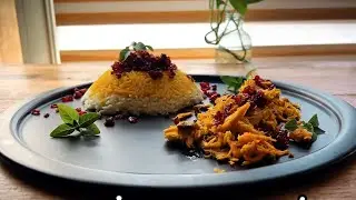 delicious Persian food ( Saffron chicken with barberry rice),Zarshak pilaf with chicken