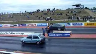 MK1 MG metro Turbo destroying a cossie!!! santa pod 2010 retro show