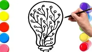 How To Draw cute  Bulb Drawing, Painting & Coloring For Kids and Toddlers_ Child Art 🐋🌈