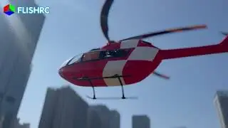 480EC145 Red and White Cross Close Flight Display