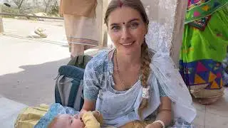 Today we distributed khichri at Varshana and organized a parikrama for Russian devotees!