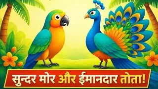 सुंदर मोर और ईमानदार तोता | बच्चों की नैतिक कहानी | Hindi Moral Story