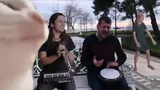 ft. Bilal G&ouml;regen | Levan polkka | Cat vibing with street drummer |blind man