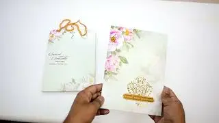 Floral Hardboard Wedding Card, Carry Bag Style Invite | IWM-L513