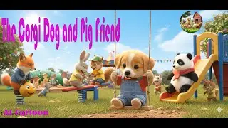 The Corgi Dog and Pig Friend, Ai Cartoon For Kid, Animals Funny