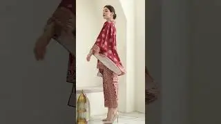 Red Gold V-neck Bali Sarong Set