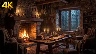 🔥 Cozy Fireplace & Rain Sounds | Relaxing Medieval Room Ambience | 1 Hour for Sleep & Relax