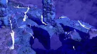 Slime simulation projected on procedural voxel terrain