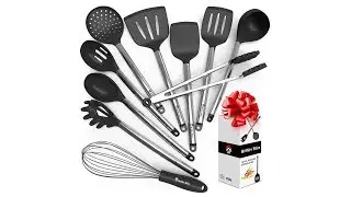 Cooking Utensils  Nonstick Silicone and Stainless Steel Spatula Set