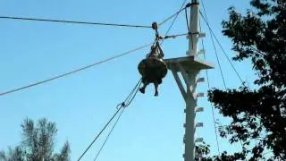 The demo. crew show a rescue using a breeches buoy off a stranded ship