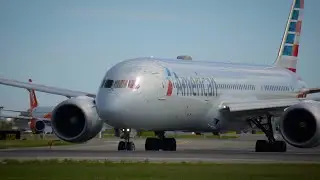 American Airlines Boeing 787-9 Dreamliner taking off from Lisbon Airport LPPT