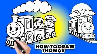 Рисование и раскрашивание паровозика Томаса 🚂 | Простые мультяшные рисунки для детей | Zoonitoons
