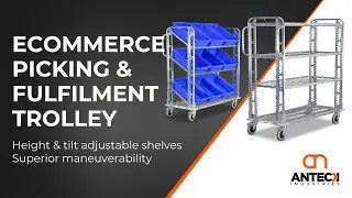 Ecommerce Order Picking Fulfilment Trolley with 3 Height and Angle Adjustable Shelves