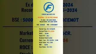 force motors ltd share latest news | Ex-Date: 28-08-2024 | #dividend #stockmarket #shots #daily