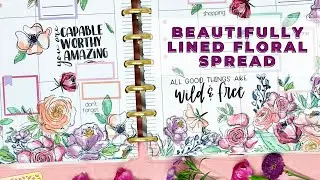 PLAN WITH ME | BEAUTIFULLY LINED FLORAL SPREAD | THE HAPPY PLANNER