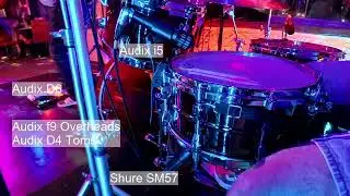 Shure SM57, Audix i5, D6, D4, f9 mic test, live isolated drums