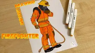 How to draw FIREFIGHTER easy / Drawing tutorial