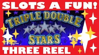 We have three reels of fun at SLOTS A FUN playing TRIPLE DOUBLE STARS in Las Vegas