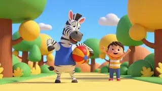 Little Baby Zebra Followed the Bouncing Ball 🦓⚽ | Funny Toddler Song | Kids Rhymes